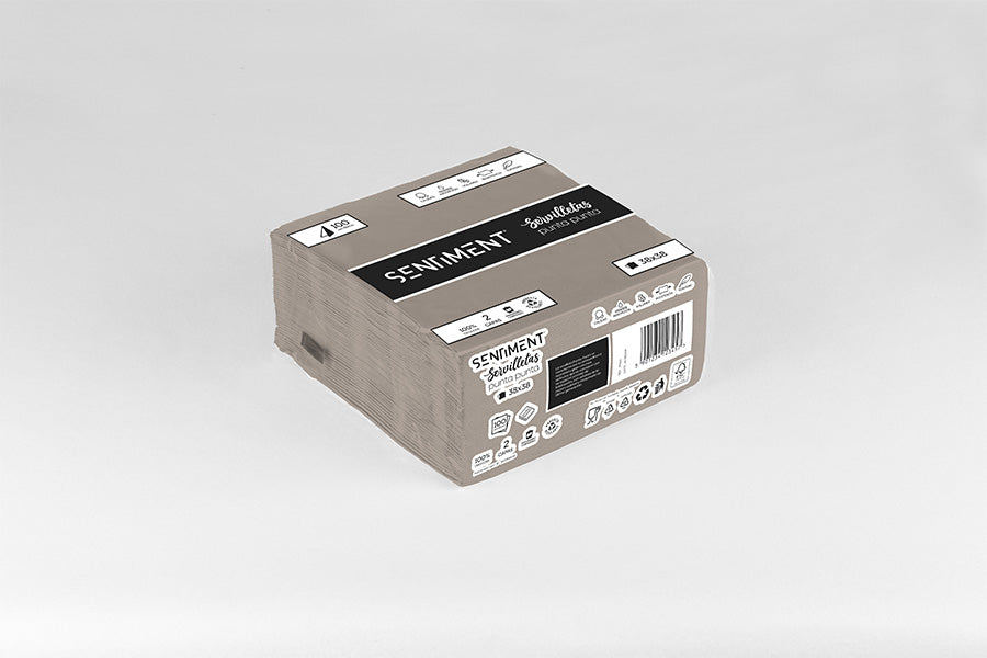 Servilleta Punta Punta 38x38cm Taupé, 40uds 24paq