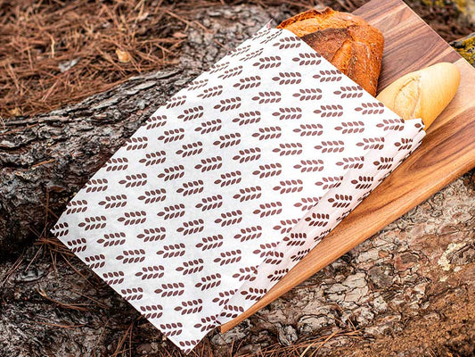 Bolsa Papel 22+7x36cm 40gr. Blanco Deco. Espigas