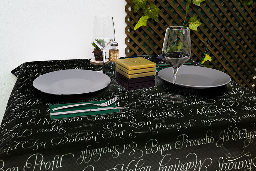 Mantel Novotex 100x100cm Negro Decorado, 150uds -