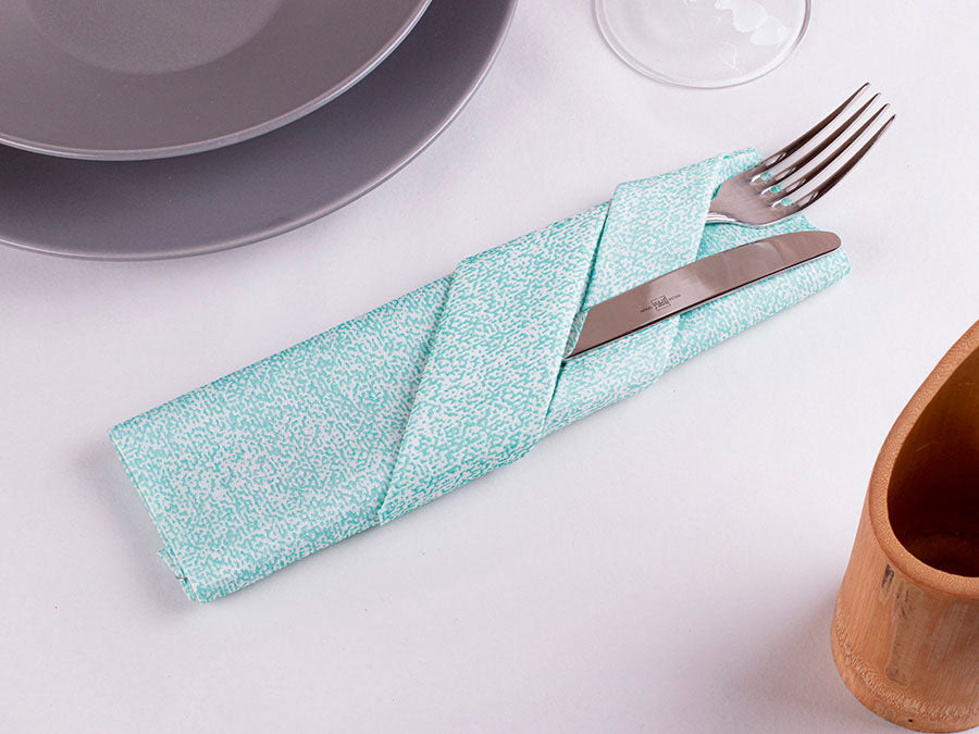 Servilleta Bambutex 50x50cm Deco. Esparta Turquesa Imp. 2 Caras, 200uds