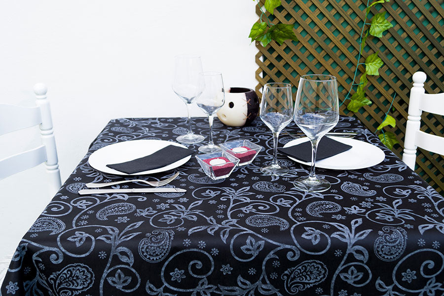Mantel Novotex 100x100cm Negro Decorado, 150uds