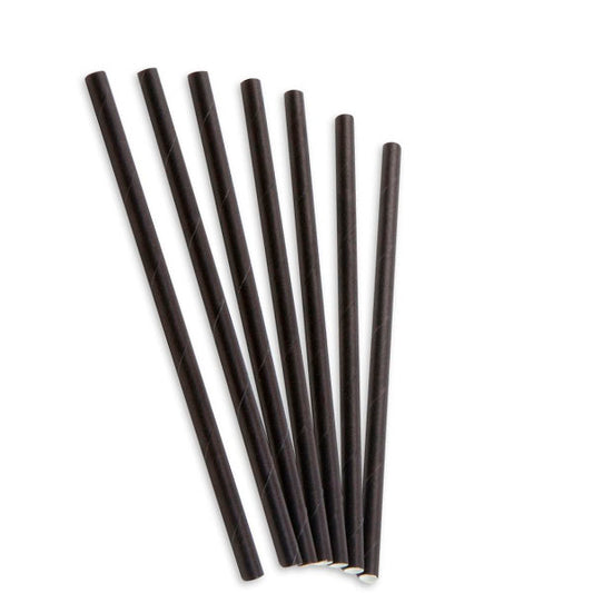 Cañita de papel negras standard 200x6mm, 250 uds