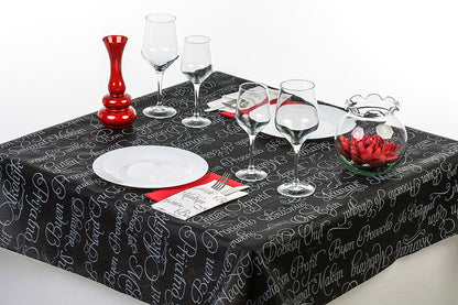 Mantel Novotex 120x120cm Negro Decorado - BP - BP