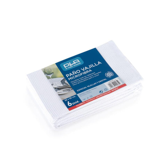 PAÑO VAJILLA MICROFIBRA BLANCA 50X50 (PACK 6U)