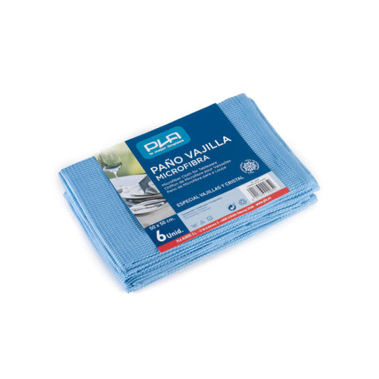 PAÑO VAJILLA MICROFIBRA AZUL 50X50 (PACK 6U)