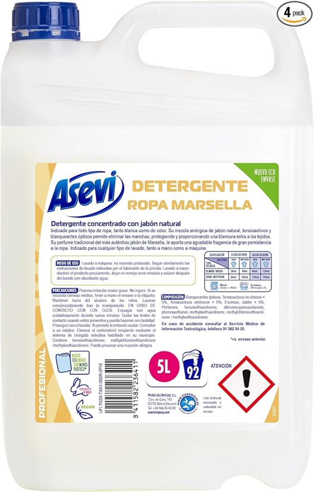 DETERGENTE PROFESIONAL MARSELLA ASEVI 5Kg